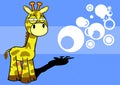 Incredulous little giraffe cartoon expression background