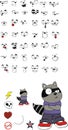 Incredulous raccoon kid cartoon expressions set
