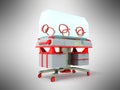 Incubator for children red 3d render on gray background