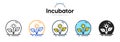 Incubator line icon in different styles. Bicolor outline stroke style. Business incubate symbol for web app. Vector