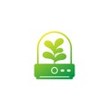 Incubator with plant icon on white