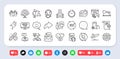 Incubator, Recovery laptop and Project deadline line icons pack. For web app. Social media icons. Vector