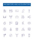 Incubators and accelerators line icons signs set. Design collection of Incubators, Accelerators, Startups, Investment