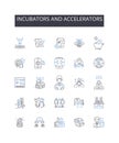 Incubators and Accelerators line icons collection. Startup labs, Venture studios, Innovation centers, Seed funders