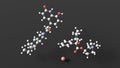 Indacaterol glycopyrronium bromide molecular structure, beta-adrenoceptor agonist, muscarinic anticholinergic, ball and stick 3d