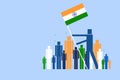 People hoisting the Indian tricolour flag Royalty Free Stock Photo