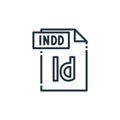 indd file vector icon isolated on white background. Outline, thin line indd file icon for website design and mobile, app