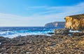 The walk among the rocks of San Lawrenz, Gozo, Malta