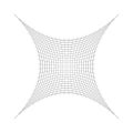 Indented, curved mesh / grid / array of thin lines. Oblate, squeezed, distressed geometric element. Compressed shape