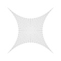 Indented, curved mesh / grid / array of thin lines. Oblate, squeezed, distressed geometric element. Compressed shape
