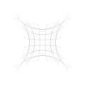 Indented, curved mesh / grid / array of thin lines. Oblate, squeezed, distressed geometric element. Compressed shape