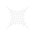 Indented, curved mesh / grid / array of thin lines. Oblate, squeezed, distressed geometric element. Compressed shape