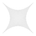 Indented, curved mesh / grid / array of thin lines. Oblate, squeezed, distressed geometric element. Compressed shape