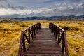 Wooden Footbridge on the Trail to Independence Rock State Historic Site in Southern Wyoming. Royalty Free Stock Photo
