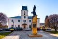 Independence 100 anniversary memorial in front of Ratusz Town Hall in Sedziszow Malopolski town in Poland