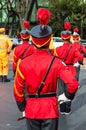 Soldiers in red uniforms in the city of Belo Horizonte preparing for the commemorative parade