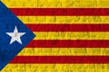 Independence Catalonia Flag on brick wall texture background.