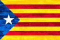 Independence Catalonia Flag on wood texture background.