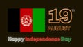 19th August Happy Independence Day of Afghanistan. Flag Colors Banner Design with Glowing Text and Flag. Celebrations 2022