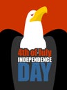 Independence Day america great eagle and text on chest. National Royalty Free Stock Photo