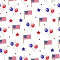 Independence Day of America seamless pattern. July 4th an endless background. USA national holiday repeating texture Royalty Free Stock Photo