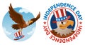 Independence Day. American eagle in patriotic hat. Royalty Free Stock Photo