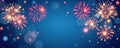 independence day backdrop featuring blue sky gradient fading into soft fireworks sparkles Royalty Free Stock Photo