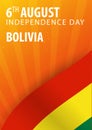 Independence day of Bolivia. Flag and Patriotic Banner. Vector illustration. Royalty Free Stock Photo