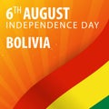 Independence day of Bolivia. Flag and Patriotic Banner. Vector illustration. Royalty Free Stock Photo