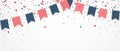 Independence day bunting flags with american confetti and ribbon