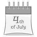 Independence day calendar icon monochrome