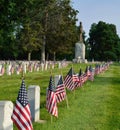 Independence Day cemetary with flags Royalty Free Stock Photo