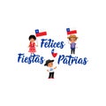 Independence Day of Chile greeting card text in spanish: Happy Independence Day. Design concept. Felices Fiestas Patrias