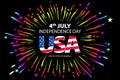 Independence day concept. 4th July independence day with fireworks background. vector Royalty Free Stock Photo