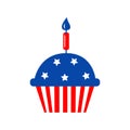 Independence day cupcake patriotic illustrations. Cute vector prints for 4th of July