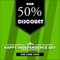 INDEPENDENCE DAY - DISCOUNT IMAGE WITH COUPON CODE Royalty Free Stock Photo
