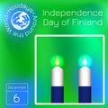 Independence Day of Finland. Flag of Finland. 2 white and blue candles. Calendar. Holidays Around the World. Event of each day. Gr Royalty Free Stock Photo