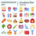 Independence Day flat icon set, 4th july symbols collection, vector sketches, logo illustrations, american holiday decor Royalty Free Stock Photo