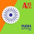 Independence Day of India. August 15. Circle Ashoka. Indian tricolor.ndian tricolor.