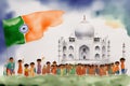 Independence Day of India. Illustration in watercolor style. Generative AI. Royalty Free Stock Photo