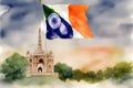 Independence Day of India. Illustration in watercolor style. Generative AI. Royalty Free Stock Photo