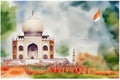 Independence Day of India. Illustration in watercolor style. Generative AI. Royalty Free Stock Photo