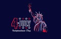 Independence Day 4 of July. hand-drawn statue of liberty. Royalty Free Stock Photo