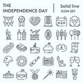 Independence Day line icon set, 4th july symbols collection, vector sketches, logo illustrations, american holiday decor Royalty Free Stock Photo