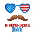 Independence Day patriotic illustration. American flag glasses with stars and stripes