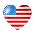 Independence Day patriotic illustration. American flag with stars and stripes in shape of heart Royalty Free Stock Photo