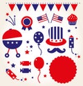 Independence day retro icons Royalty Free Stock Photo