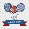 Independence day with ribbon and balloons design