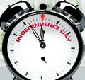Independence day soon, almost there, in short time - a clock symbolizes a reminder that Independence day is near, will happen and