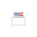 Independence day stamp cartoon character with funny face hides behind a board